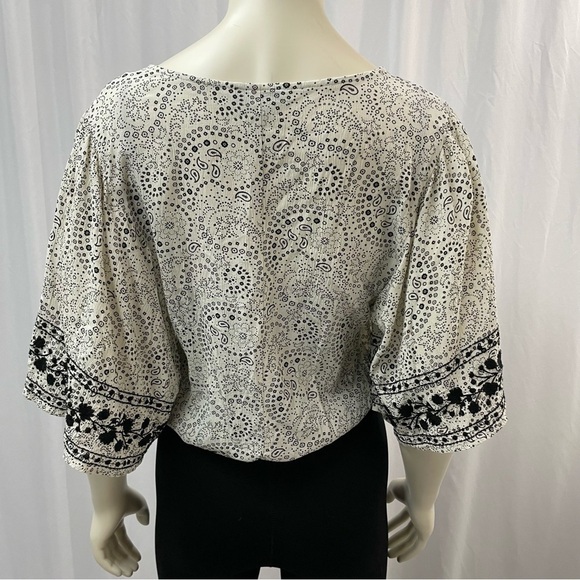 American Eagle Faux Wrap Top With Bell Sleeves, Size Medium - Picture 2 of 10